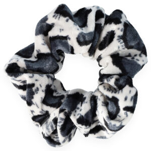 Velvet Scrunchie Panterprint zwart/wit