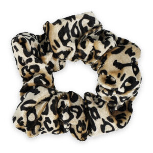 Velvet Scrunchie Panterprint Goud