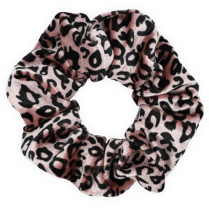 Velvet Scrunchie Panterprint Oudroze