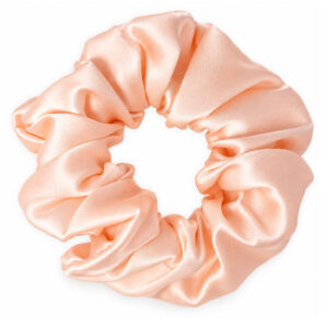 Zalmroze zijden scrunchie