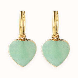 Groene Aventurijn Hartjes Oorbellen